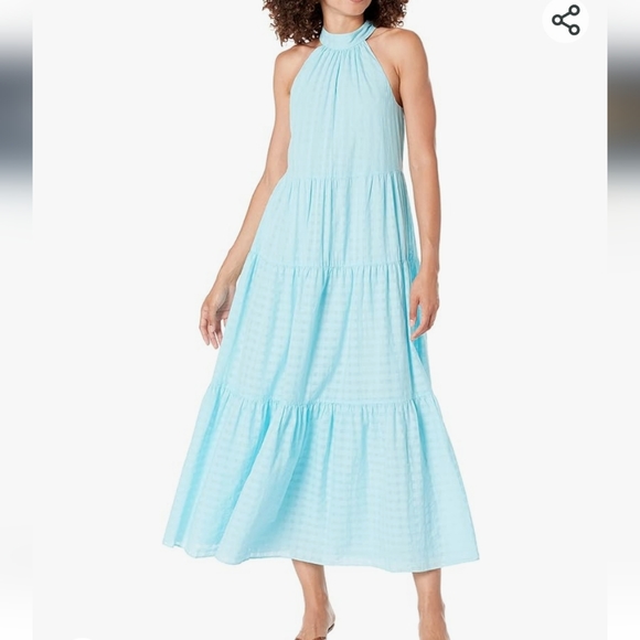 Nwt medium Trina Turk Tiered Sunglasses Maxi Dress turquoise - Picture 6 of 13